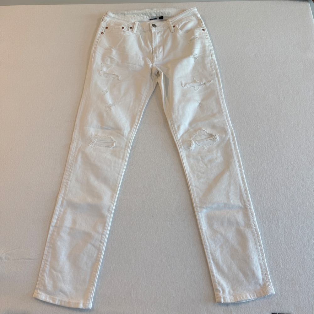 American Eagle Airflex+ Slim Jeans Mens 30x34 White Distressed 0117-6735-132